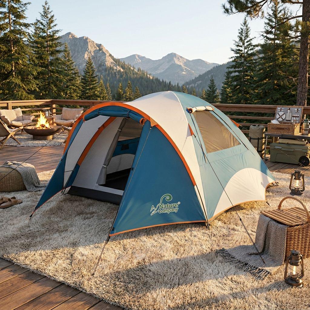 Lightweight Multi-Person Camping Tent with Vestibule - Windproof & Rainproof for Hiking & Outdoor Travel