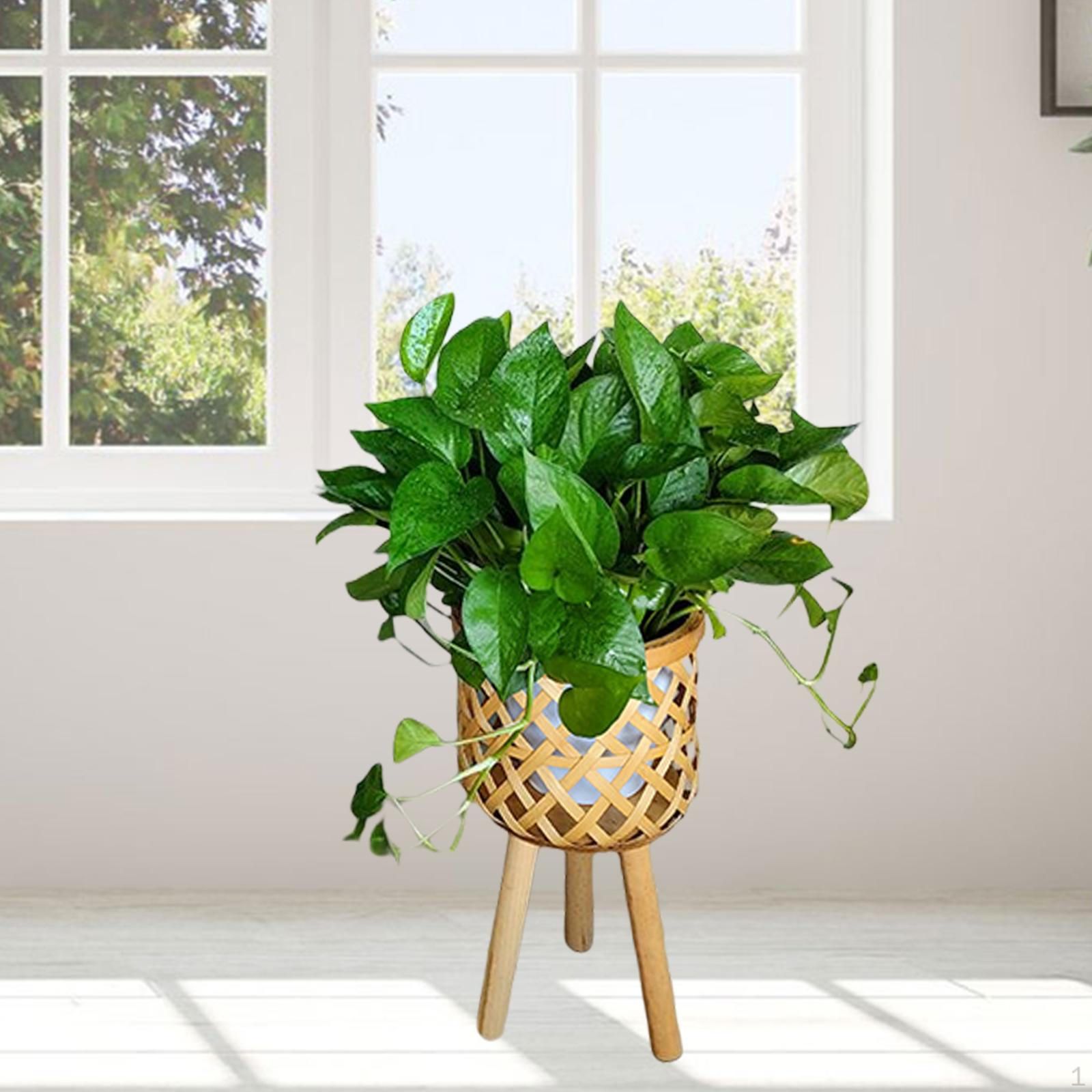 

Flower Pot Household Organizer Indoor Stands Basket Wood Farmhouse Handmade for Small