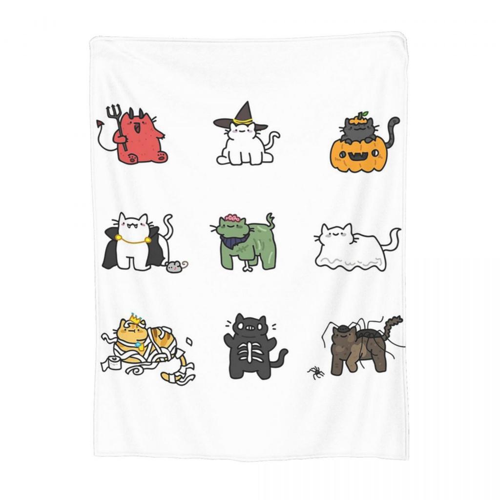 Cute Funny Cat Pattern Blankets Soft Warm Flannel Throw Blanket Plush for Bed Living Room Picnic Travel Home Couch