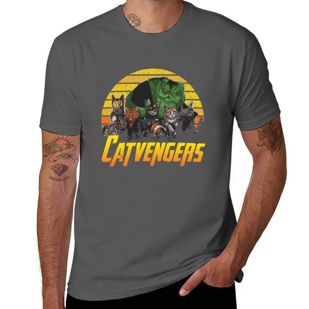 Retro Vintage Catvengers Gift Cat Lover Mom Dad Kid Tshirt Comfortable Work Wear Tee Tshirt