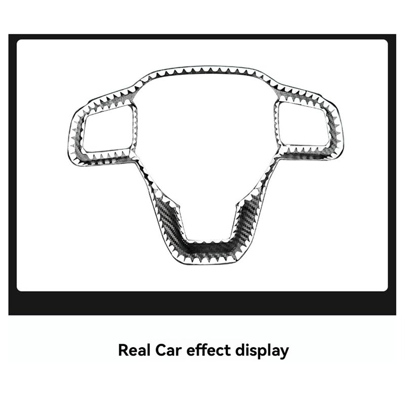 Real Carbon Fiber Interior Car Steering Wheel Button Frame Panel Cover Trim Accessories For Ford Mustang 2024+-T61C