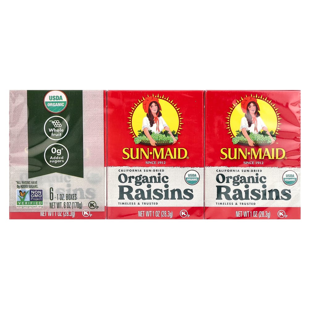 iHerb California Sun-Dried Raisins, 6-Count Box, 28.3g (1oz) Each