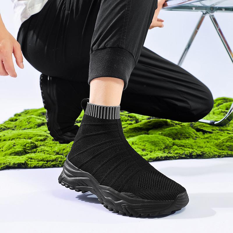 Large size fly-woven shoes casual shoes high-top couple shoes socks sports breathable shoe size
