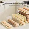 Large Capacity Sliding Egg Roller - Three-Layer Folding Storage Rack for Refrigerator.