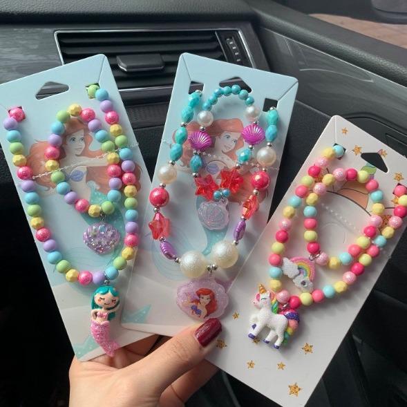 Frozen Princess Kids' Necklace & Bracelet Gift Set for Christmas or Birthday