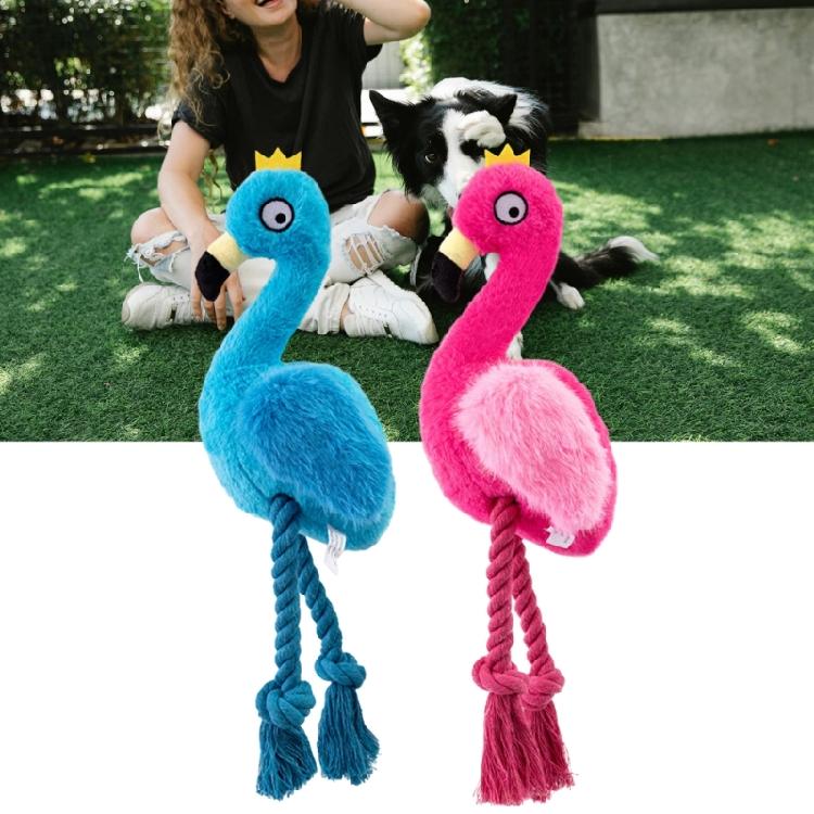 Plush Flamingo Coltton Rope Teething Toy for Dog Pulling Squeaky Tear Resistant Fetching Game for Pet Outdoor Engagement