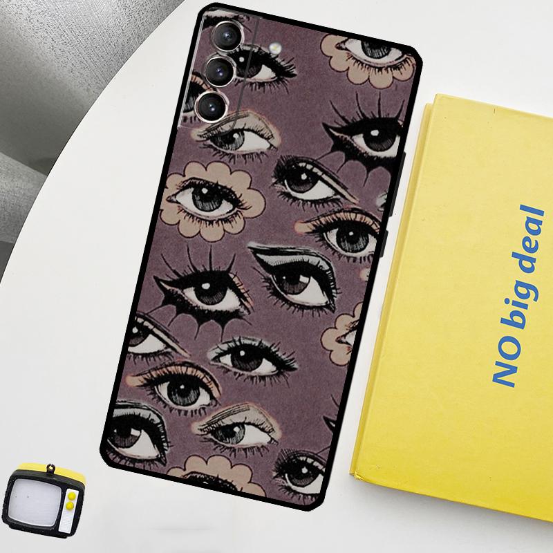 Scary Face Eyes Phone Case For Samsung Galaxy S25 Ultra S21 S22 S23 S24 Ultra S9 S10 S20 Plus S25 FE Cover