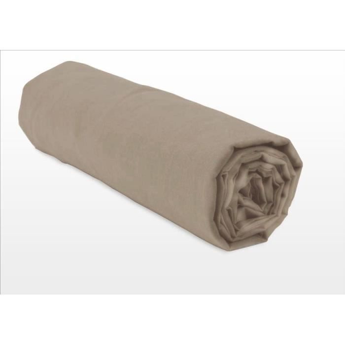 Drap housse - HOME LINGE PASSION - HP72062 - Microfibre 82 g - 90 x 190 cm - Bonnet 30 cm - Beige