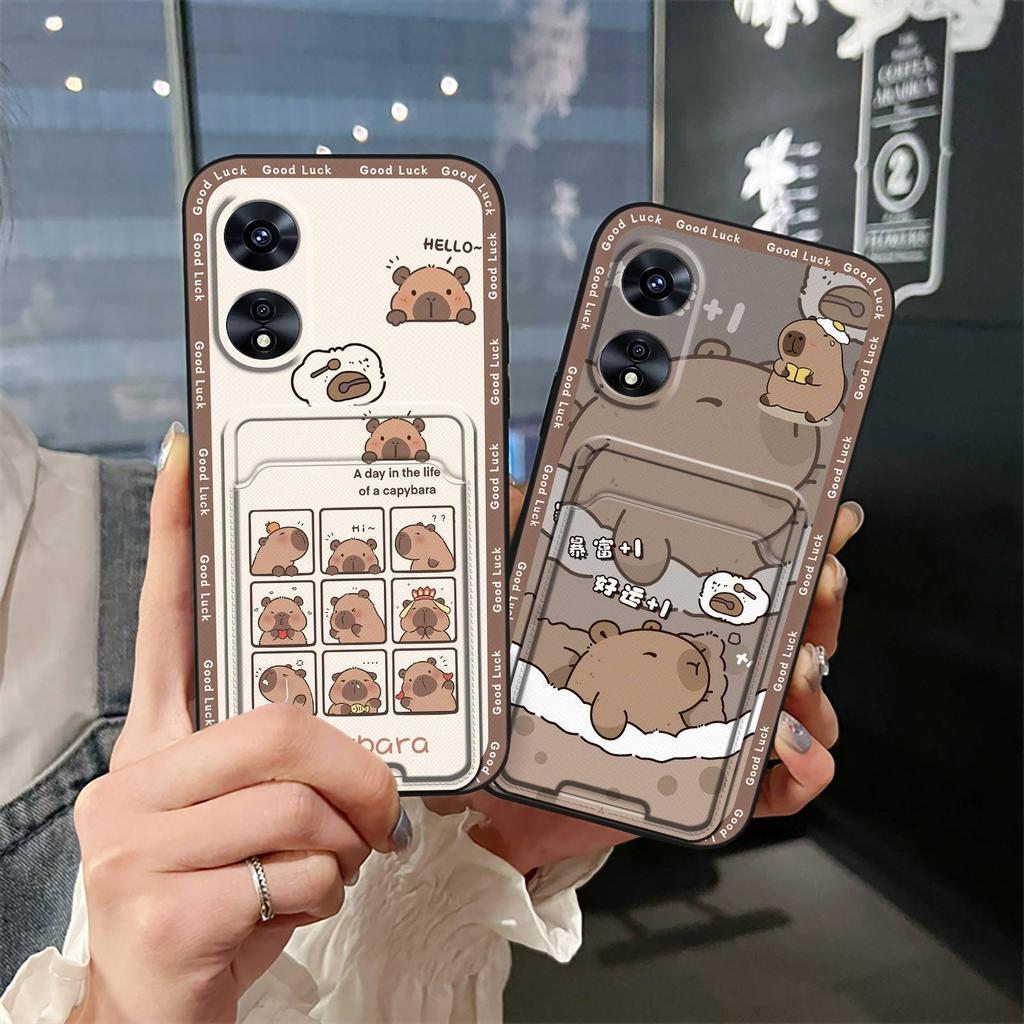 Fashion Design Card Sleeve Phone Case For OPPO A97 5G Card Slot Back Cover Protective TPU Cartoon Durable Waterproof