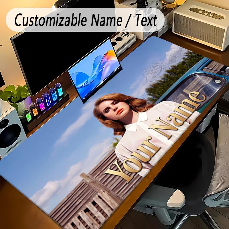 Large Mouse PadLana Del Rey Custom Name Text Personalized Desk Mat Non Slip Gaming Pad