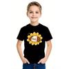 European size Boys round-neck short-sleeved T-shirt with sunflower and puppy head pattern print