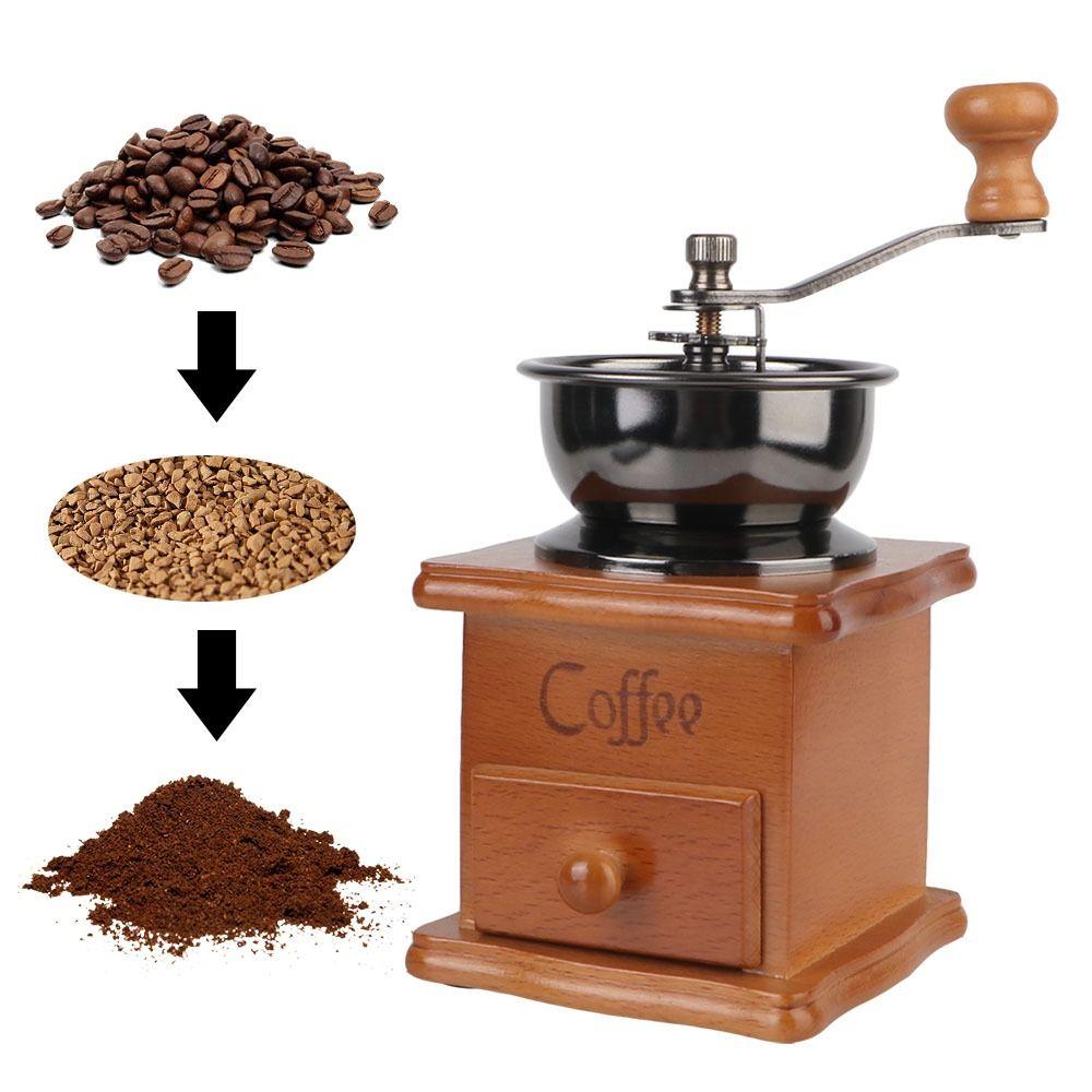 New Vintage Manual Coffee Grinder Wooden Mini Hand Crank Grinders Kitchen Decor DIY Hand Coffee Bean Grinder Classic Coffee