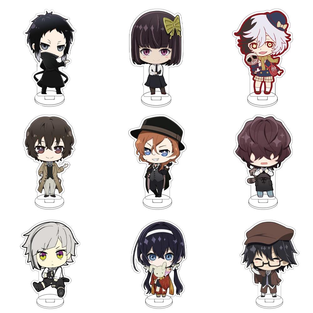 10CM Anime Bungo Stray Dogs Figure Stand Model Nakahara Chuuya/Izumi Kyouka/Edogawa Rampo Cute Desk Decor Standing Sign Gifts