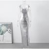 Sexy Sequins Backless Slip Maxi Dress Women Sleeveless Bodycon Hip Package Dresses Summer Party Evening Robe