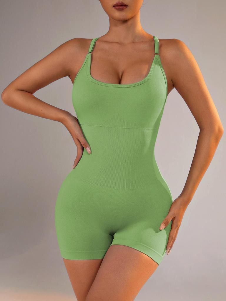 Women's Nude Feel Backless Yoga Jumpsuit - Spring/Summer Fit