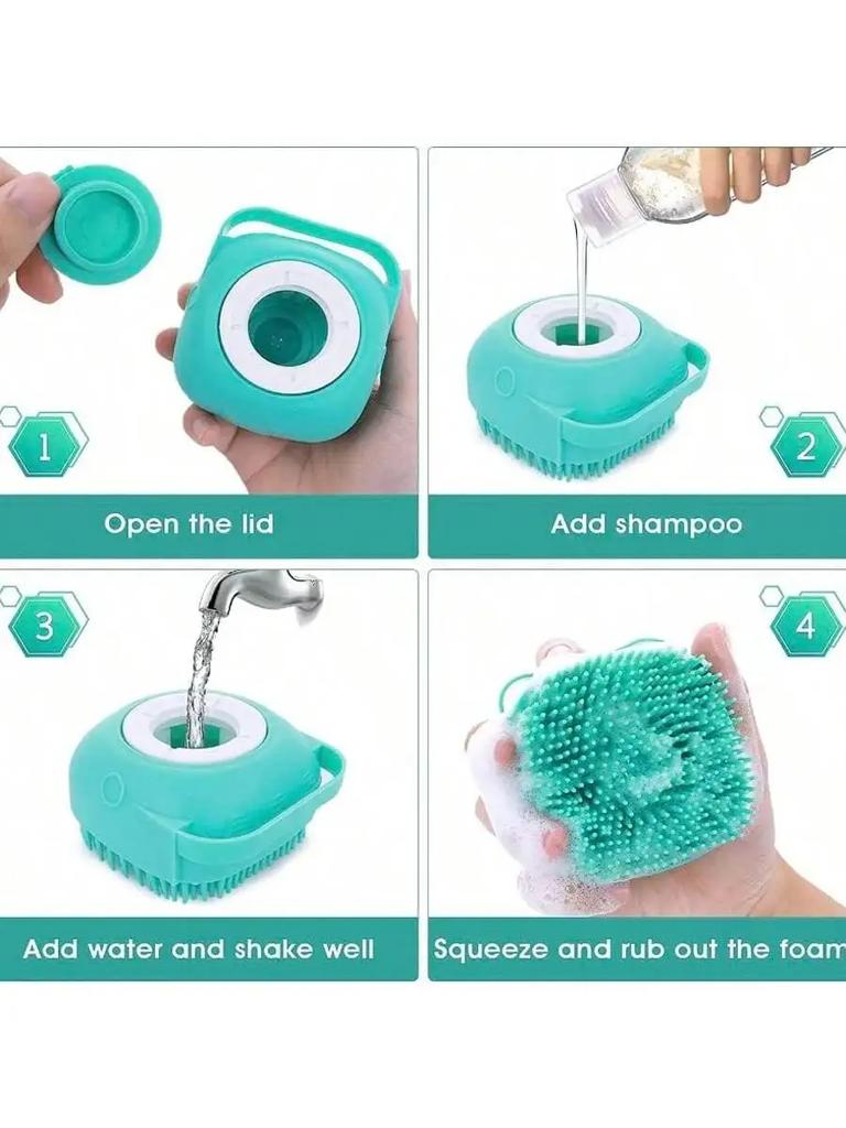 Dog Bath Brush Shampoo Scrubber for Bath Grooming/Washing Scrubber with Adjustable Ring Handle for Short Long Haired Dogs