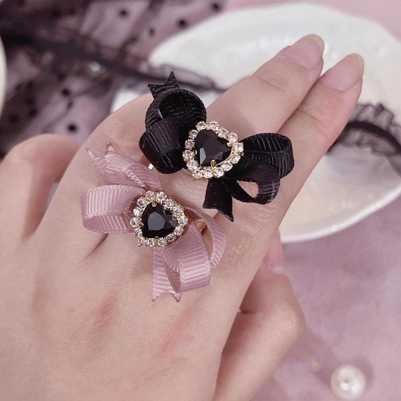 Finger Rings Bowknot Shape Eye Catching Opening Rings Adjustable Rings Alloy Material Finger Rings Gift for Women Girls