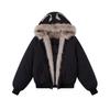 Korean lamb wool coat women's autumn and winter velvet thickened cotton-padded clothes on both sides, winter cotton-padded jacket hooded thick cotton-