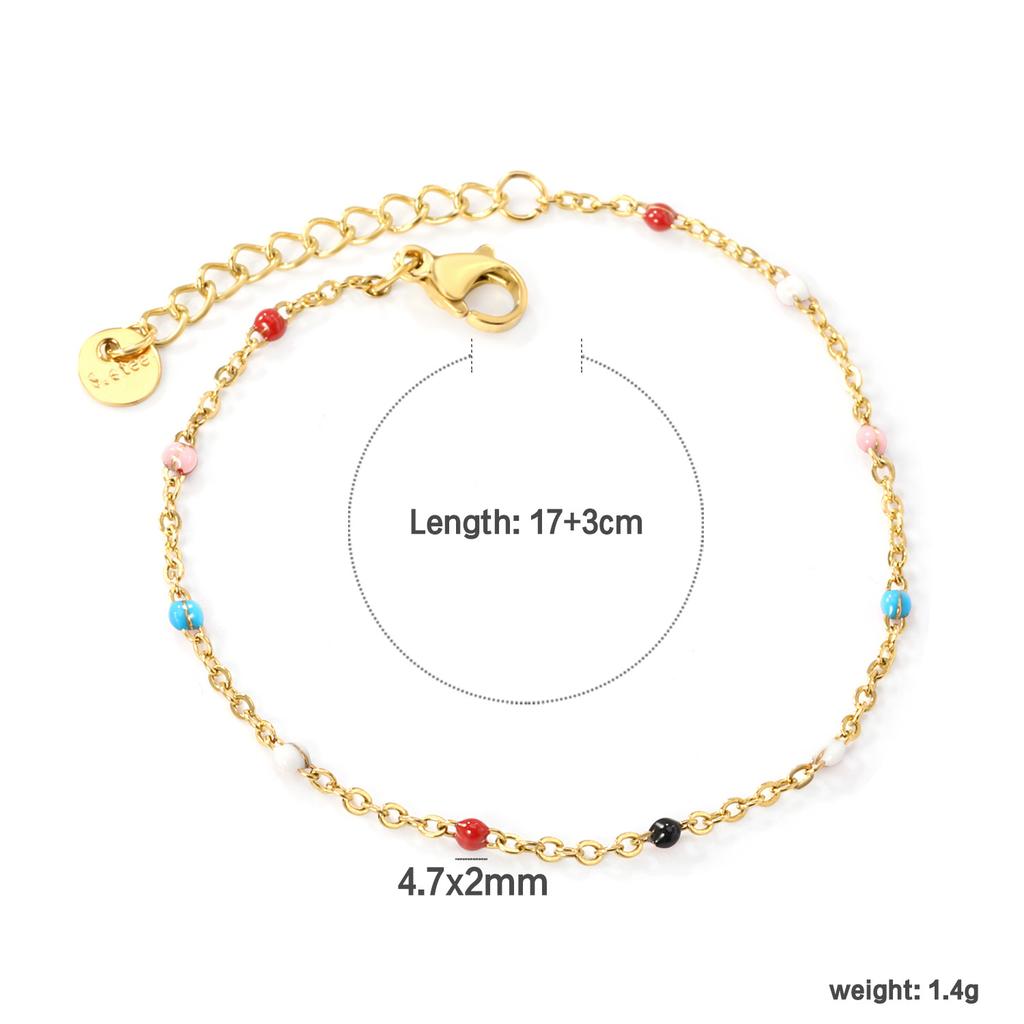Color Epoxy Bracelet Beach Vacation Wind Fine Strip Bracelet Fashion Versatile Stainless Steel Hand Jewelry Women