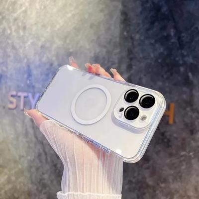 Luksusowe Przezroczyste Magnetyczne Etui na Telefon dla iPhone 16 15 14 13 Pro Max Bezprzewodowe Ładowanie Pokrowiec Bumper