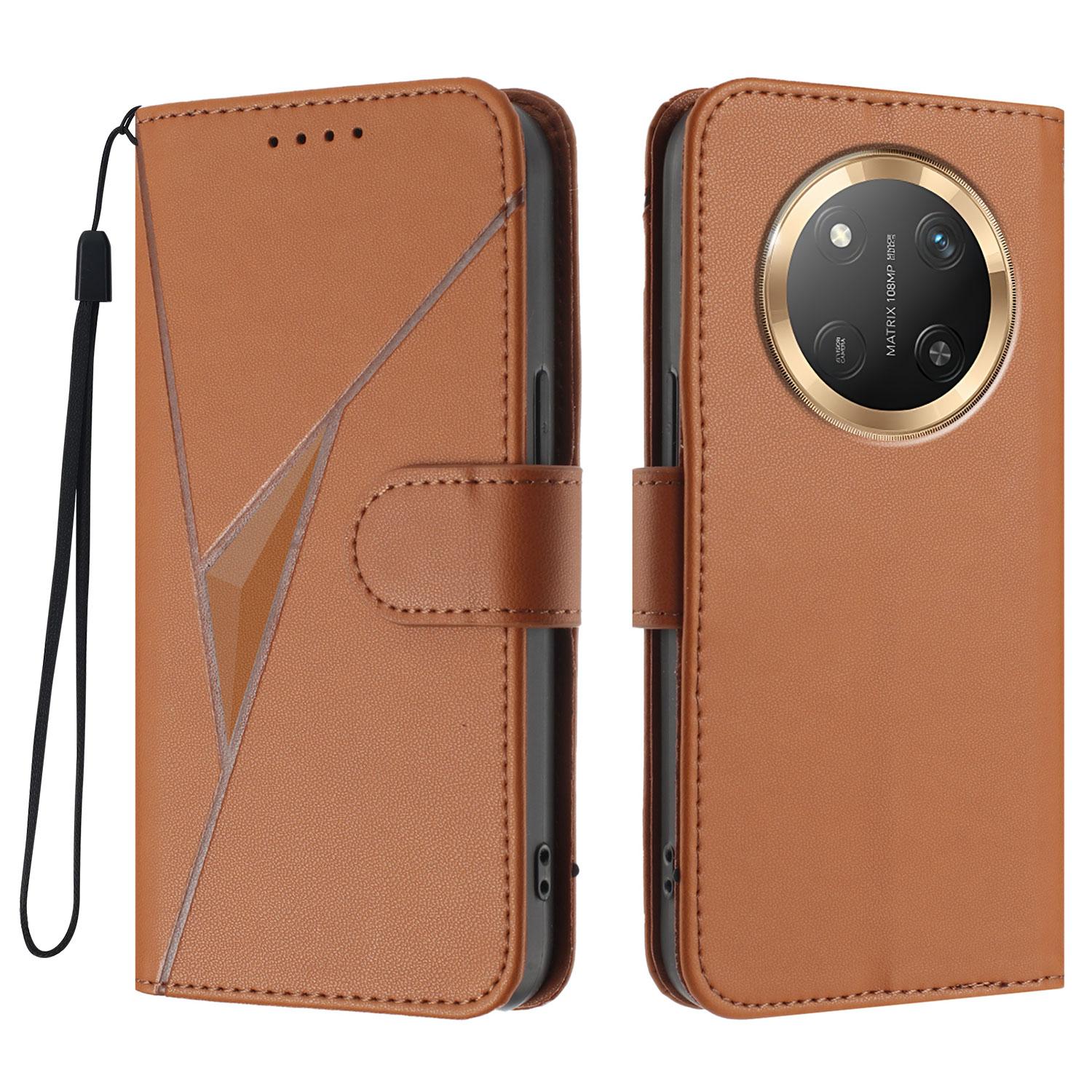 

Для Honor X60 Pro 5G/Honor Magic7 Lite 5G/Honor X9c 5G Чохол Шкіряний чохол для телефону з трикутним відбитком зі шнурком Coffee