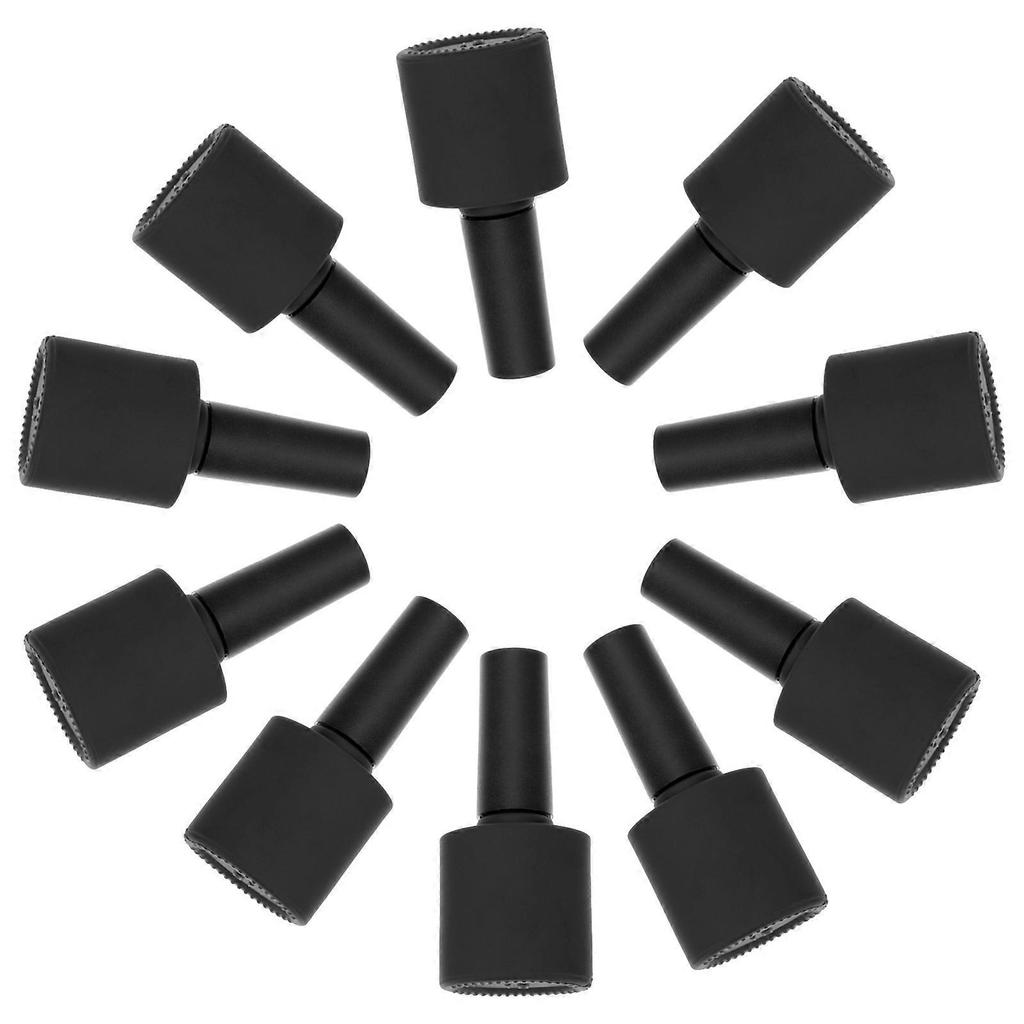 Oblate-Shape Nail Polish Bottle for Manicure 10Pcs Black Set