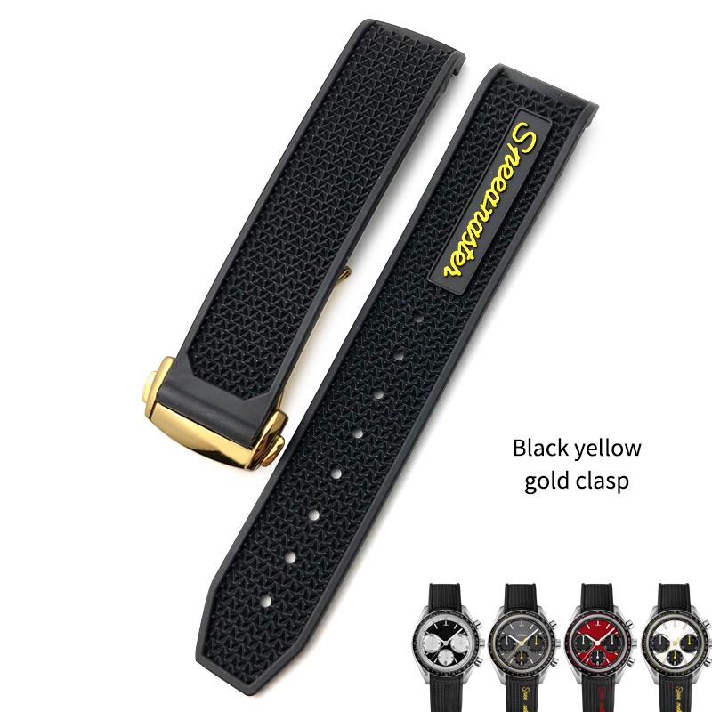 20mm 21mm 18mm 19mm High Quality Rubber Silicone Watchband Fit for Omega Speedmaster Watch Strap Steel Deployment Buckle