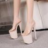 20CM  Nightclub Women's Shoes Waterproof Table Roman Fish Mouth Lady Super High Heel Slippers 20cm  LFD-8820-Q4