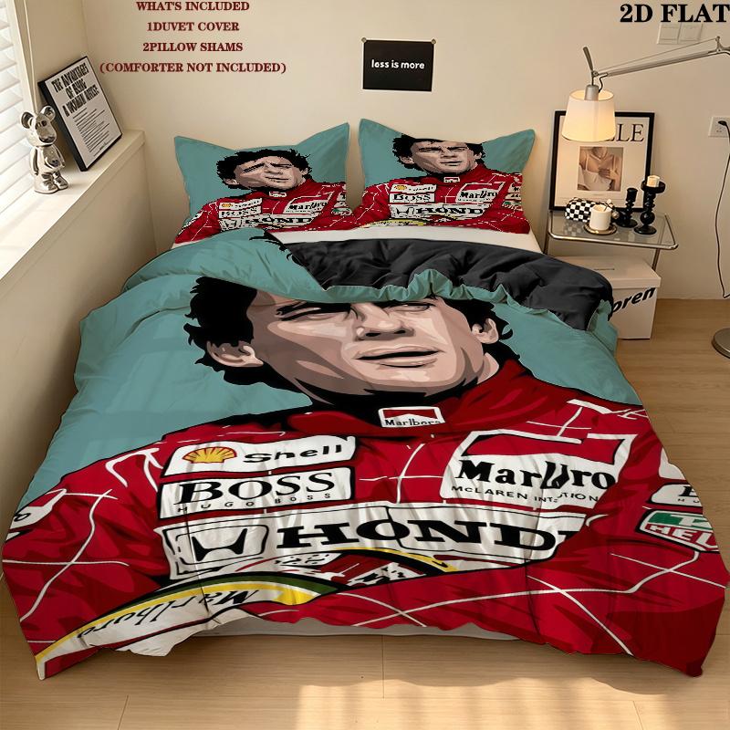 Ayrton Senna Bedding Quilt Set Quilt Cover Pillowcase Home Decoration Birthday Gift (1 * duvet cover + 2 * pillowcase, without core)