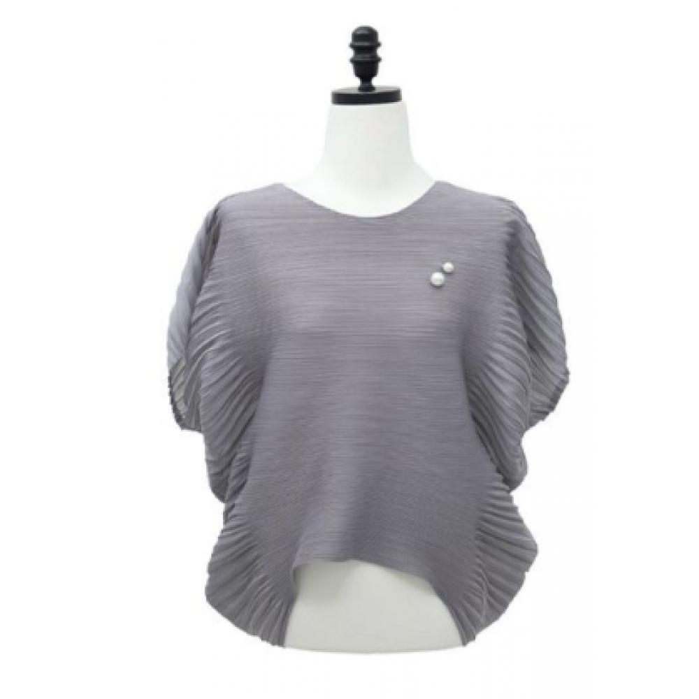 Shiz Madam Women Pearl Side Wave Pleats Blouse T57101