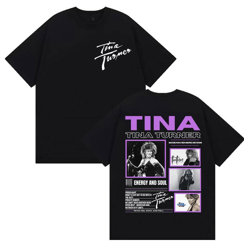 2025 New Tina Turner Tour 2025 Graphic T Shirt Men Women Vintage High Quality Fashion T-shirts Hip-hop Clothing Oversized