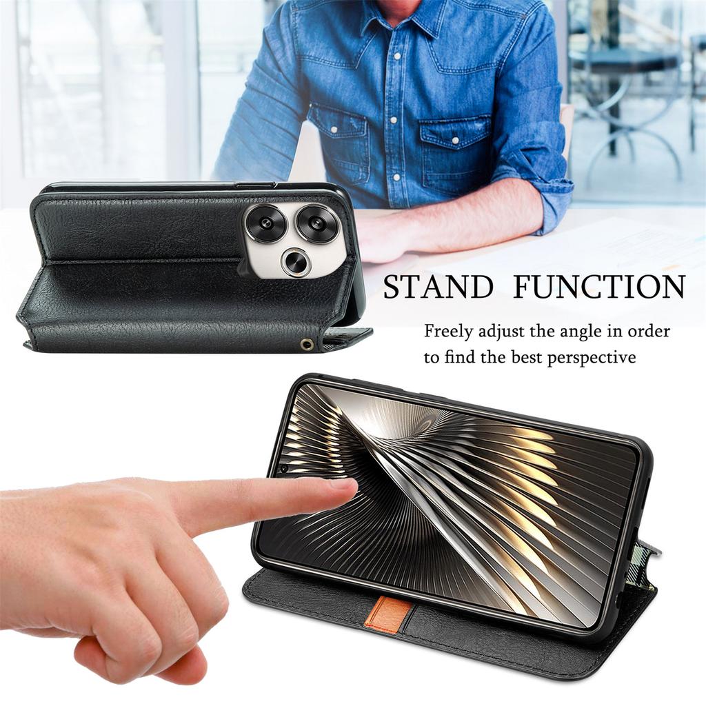 For Xiaomi Redmi Turbo 3 5G/Poco F6 5G PU Leather Case Rhombus Imprint Wallet Stand Phone Cover