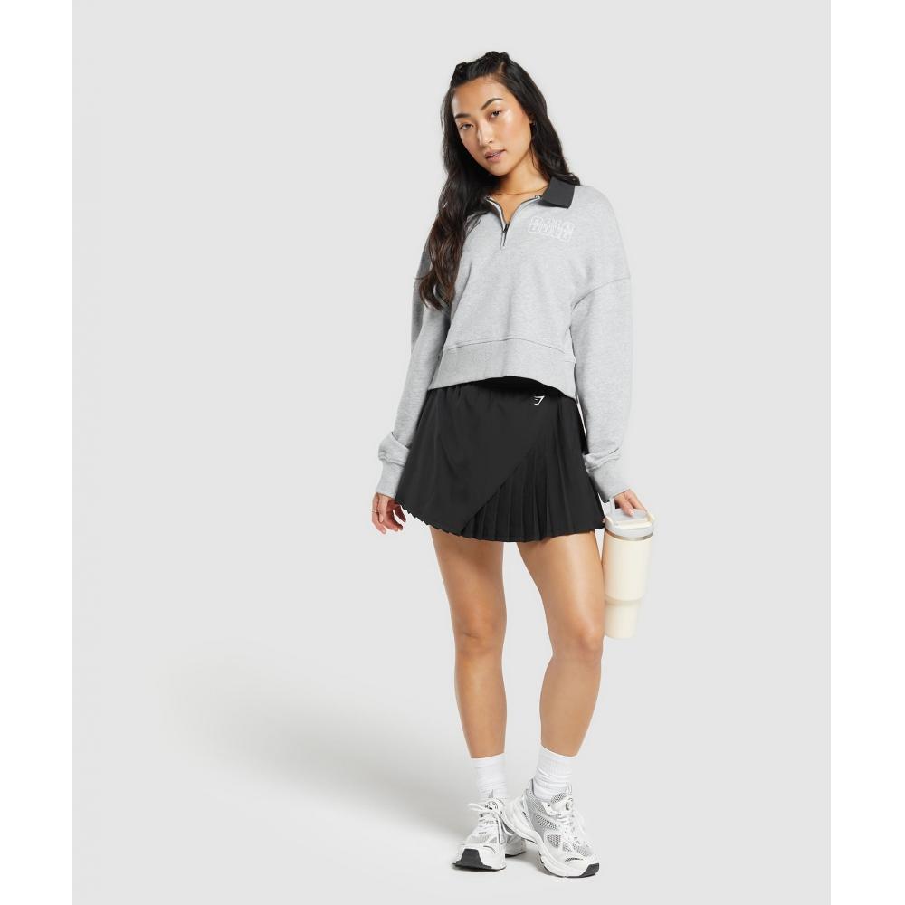 GYMSHARK Outline Graphic Oversized 1 4 Zip Pullover Light Grey Core Marl B6A3C GBCN