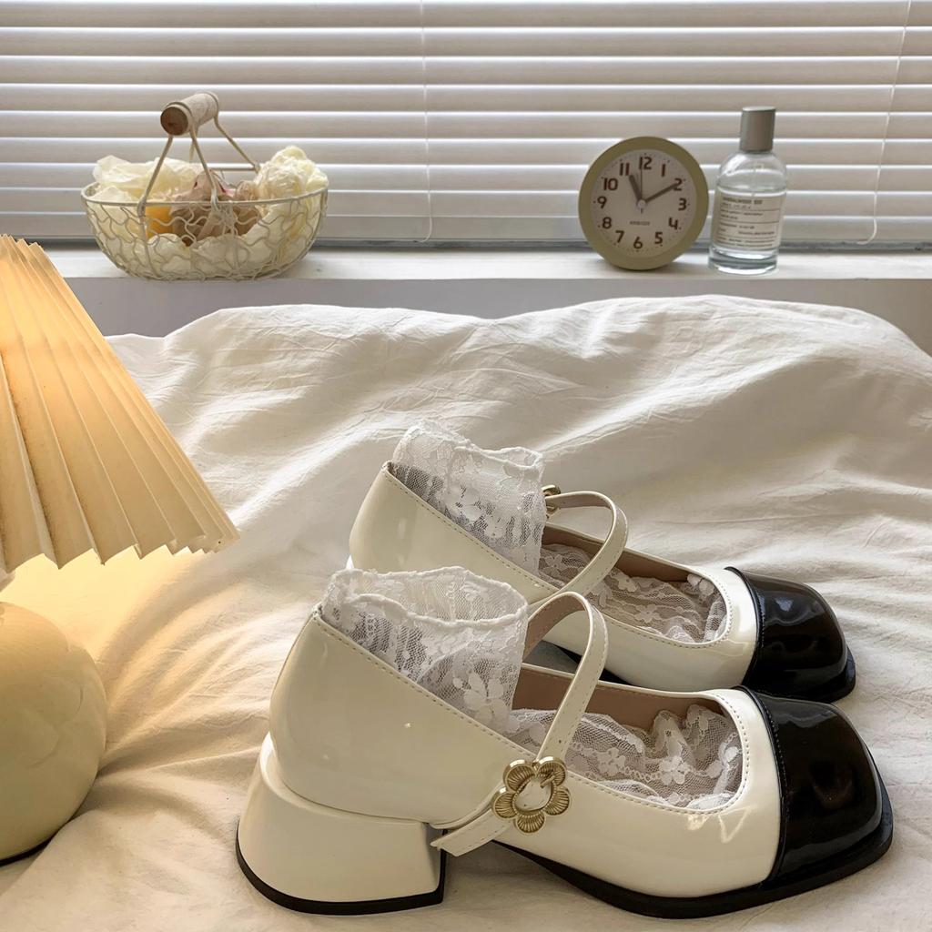 Fashion Mary Jane Shoes Women Pumps Square Head High Heels Spring Summer Metal Buckle Lolita Platform Shoes  Womens Shoes