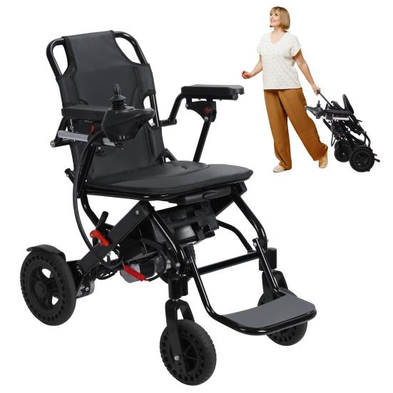 Adults Electric Wheelchair with Large Footrest, Lightweight Foldable Motorized Wheelchair, 12-Mile Range 500W