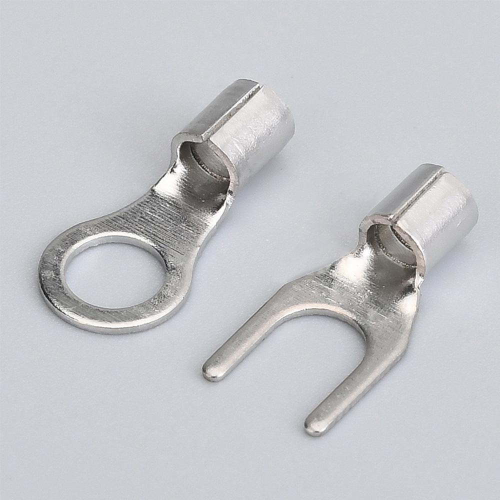 Copper Ring Fork Terminals Kit Non-Insulated Electrical O/Y Type Brass Terminal Assortment Set Cable Wire Connector Crimp Spade