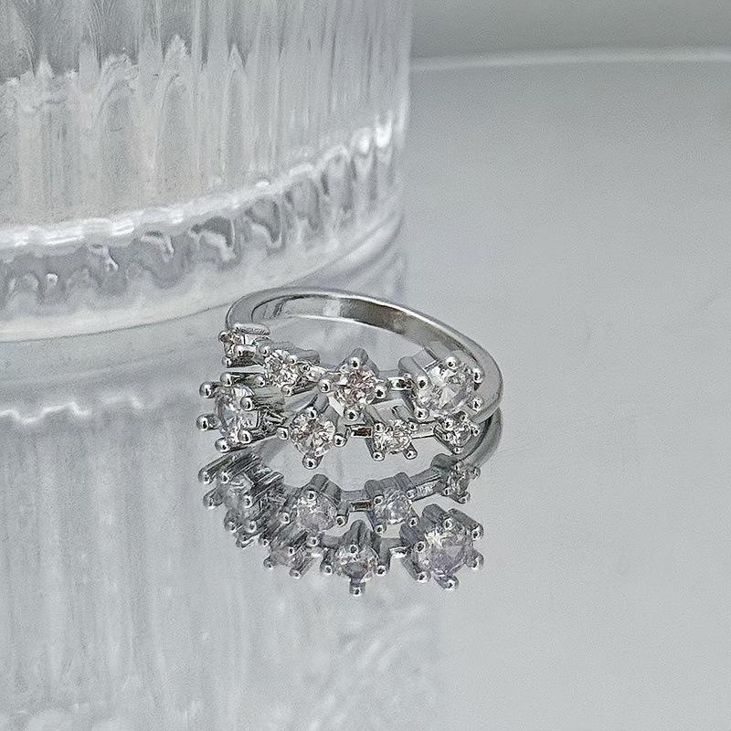 Full Of Diamonds, Zircon, Small And Exquisite Open Ring, Niche Design, Index Finger Ring, Simple Light Luxury, High-End Simple Accessories