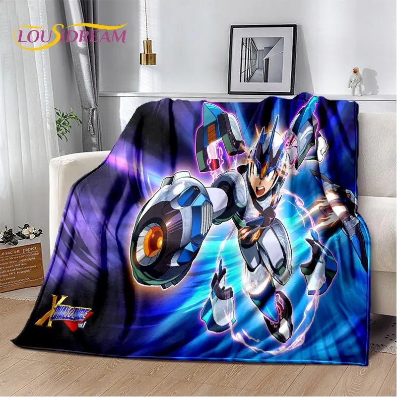 Rockman Megaman Game Cartoon Soft Plush Blanket,Flannel Blanket Throw Blanket for Living Room Bedroom Bed Sofa Picnic Cover Kids