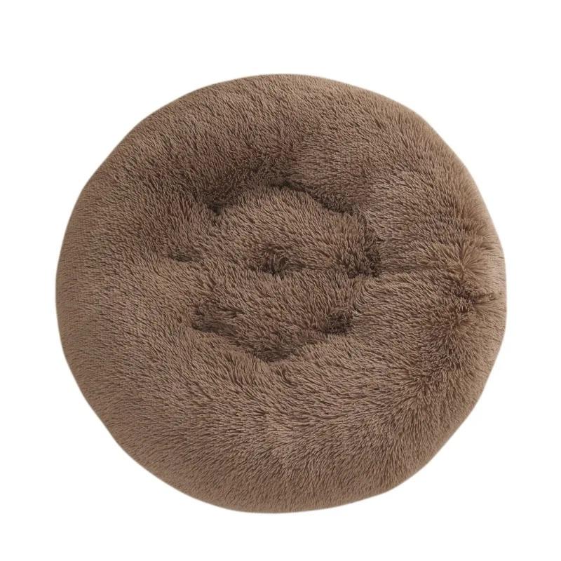 Round Plush Pet Bed - Winter Warm Fluffy Dog Cat Bed Cushion Soft Cozy Sleeping Mat for Kennel Crate Home Decor