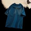 Unisex Japanese Retro Solid Color Round Neck T-Shirt, 300g Heavy Pure Cotton, Casual Short-Sleeve Design.