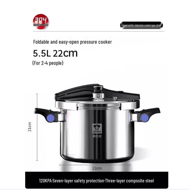 KOBACH 22cm Multi-Safe 304 Stainless Steel Pressure Cooker