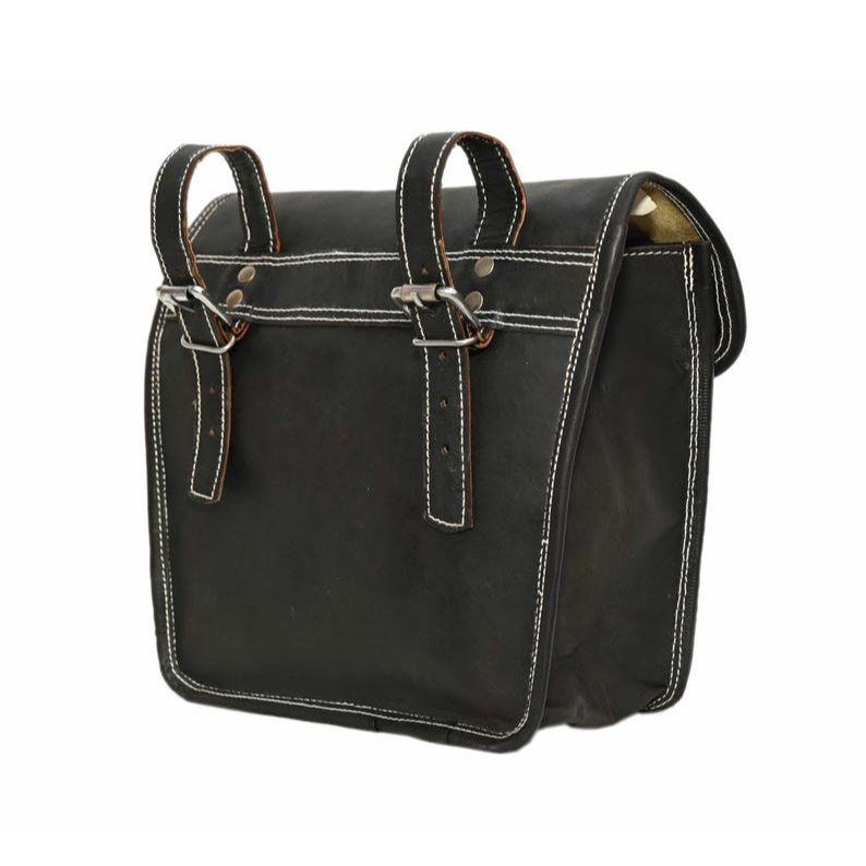 2 Pcs Leather Saddle Bags | Handmade Bicycle & Motorcycle Side Panniers | Vintage Luggage Bag Combo