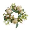 Candle Ring Candleholder Decoration Ornament Artificial Flowers Wreath Candlestick Holder for Tabletop Wedding Front Door