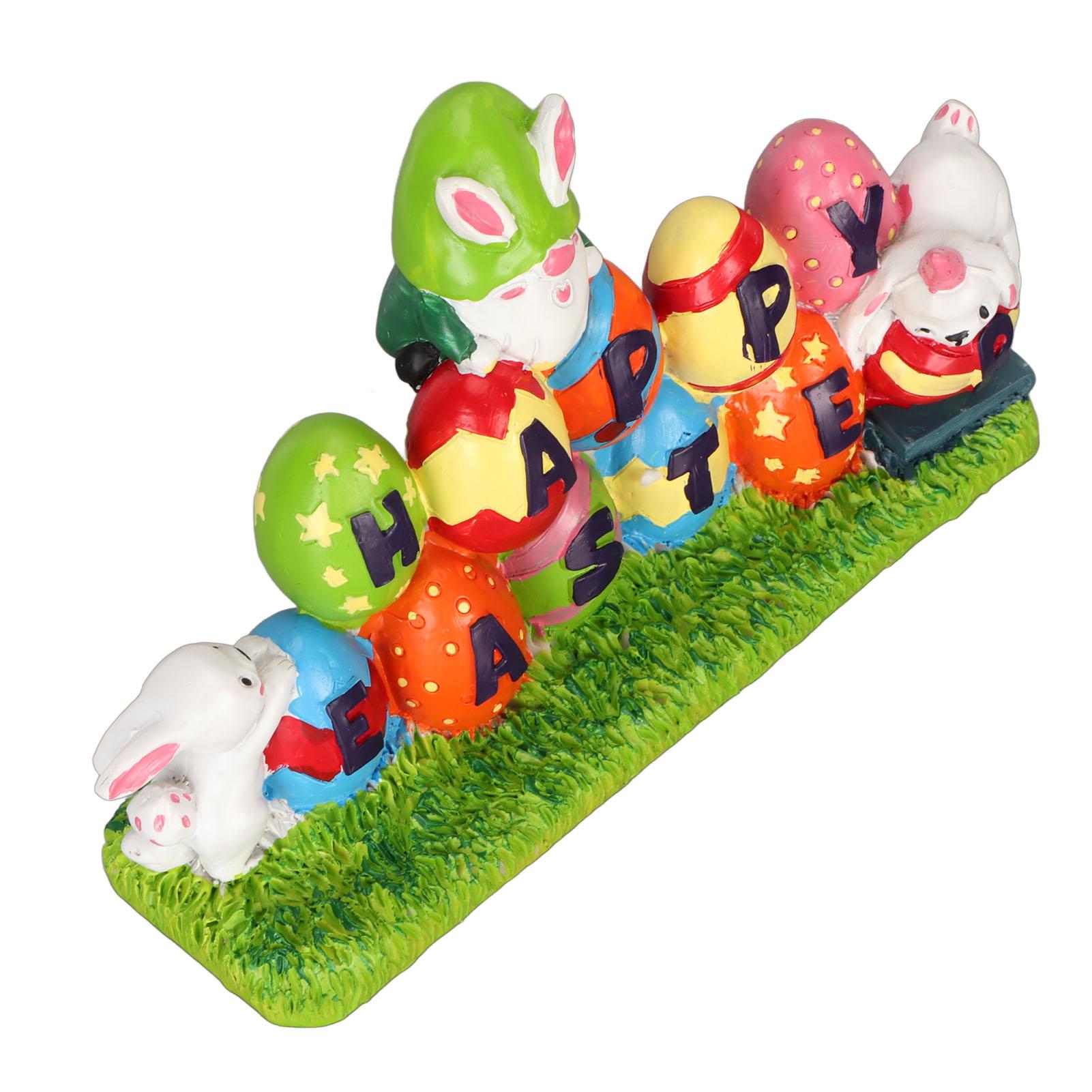 Easter Eggs Bunny Ornament Waterproof Resin Eggs Bunny Centerpiece Adorable Decorative Easter Figurines for Spring Party