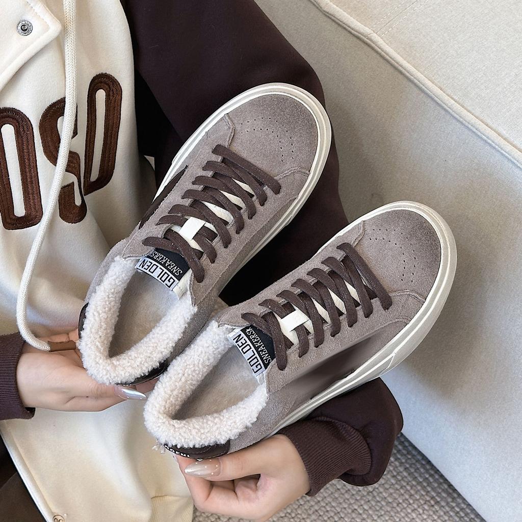 Leather Star Small Dirty Shoes Women's Winter Retro Old Velvet Warm Fashion Casual Versatile Board Shoes