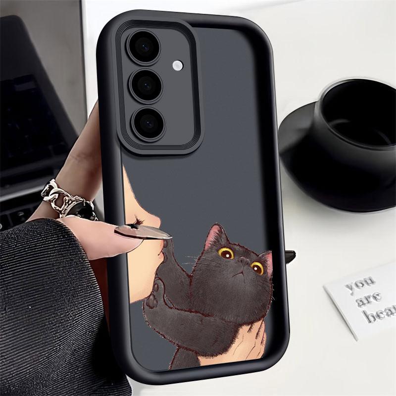 Cute Lovely Cat Kiss S24FE Phone Case For Samsung S25 S24 S23 Ultra 5G S22 S20 Plus S21 s23 FE Cases Cover Galaxy S25Ultra Funda
