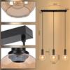 Lampadario in vetro - NETTLIFE - 3 luci - Altezza regolabile - E27 - Metallo Nero