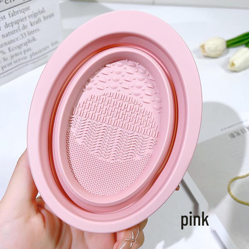 

JONBOS Силиконовый складной очиститель для кистей для макияжа: Миска для мытья пуховок и спонжей для макияжа. розовый