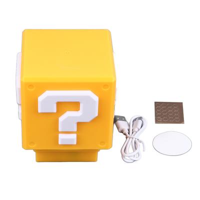 LED Question Block Night Light with Sound Rechargeable Energy Saving Bedside Lamp for Bedroom