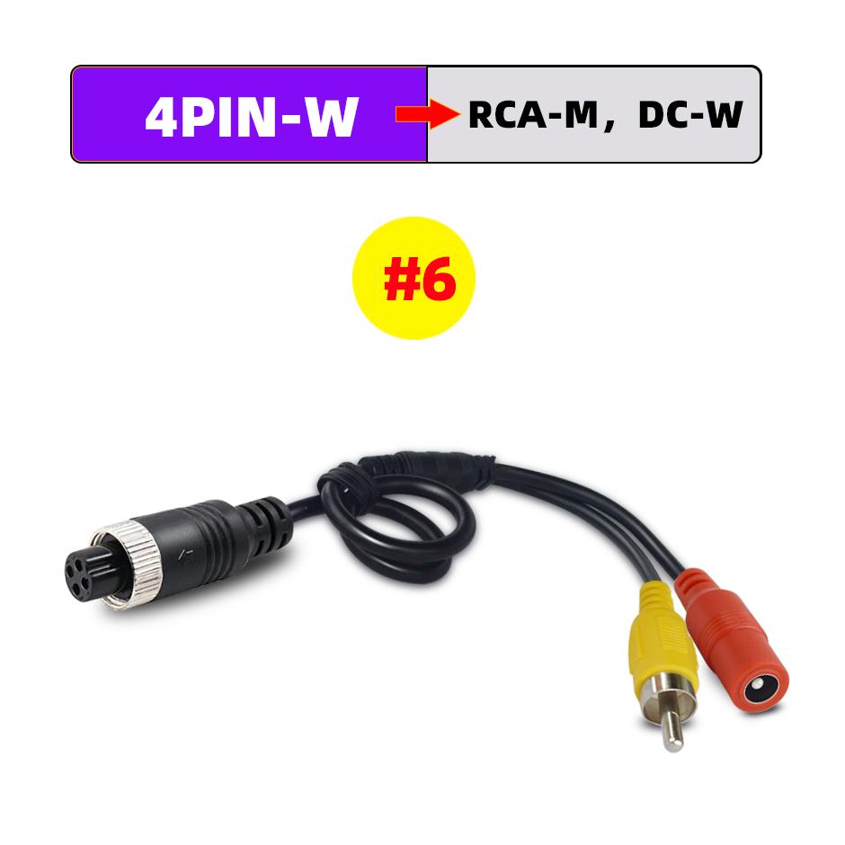 QXNY 4Pin Aviation Head Male/Female to RCA AV/Female DC Multiple Cable Plug Adapter Converter For Car Rear Camera Monitor